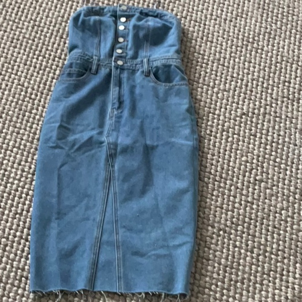 Sincerely Jules Blue Strapless Denim Dress